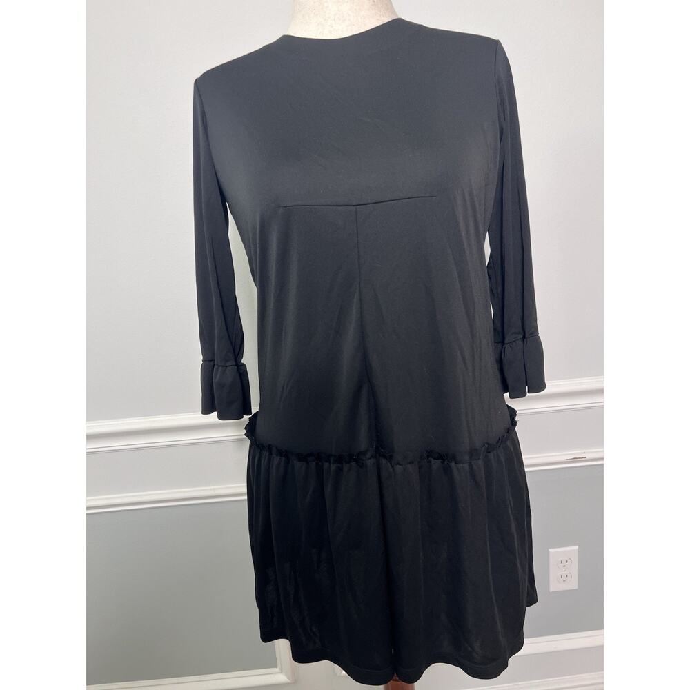 MIU MIU Dress (L)TRIACETATE Drop Waist-Black-Mini Dress-Coquette-LBD-LUXURY-Goth
